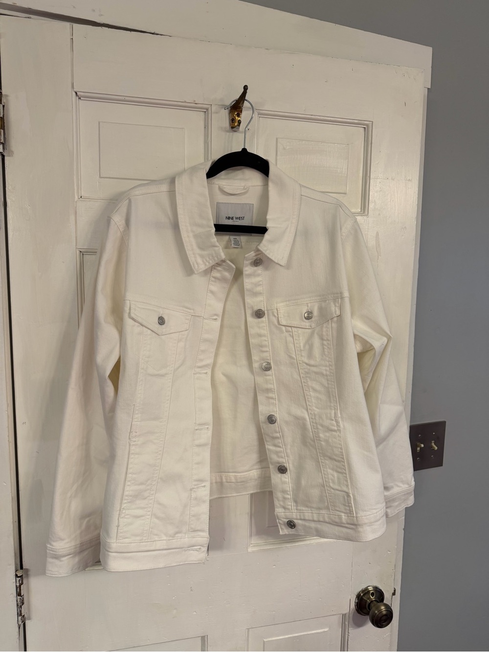Nine West white Button-Front Denim Jacket